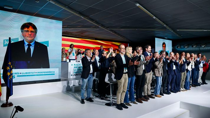 Telediario Fin de Semana - Junts cierra filas con Carles Puigdemont que vuelve a ser presidente del partido