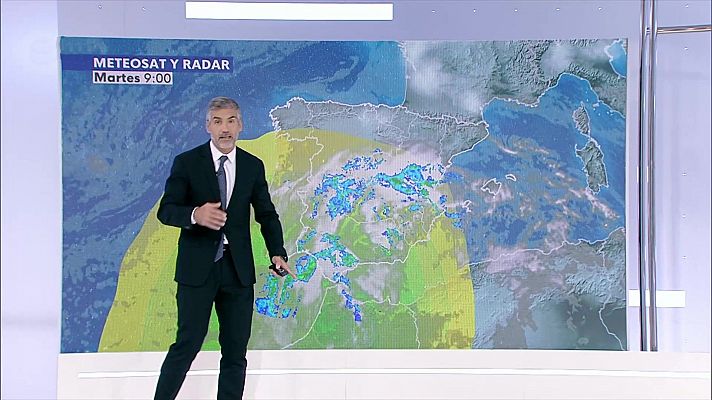 El tiempo - Chubascos y tormentas fuertes y persistentes en amplias zonas del entorno de la Ibérica oriental e interiores de Valencia