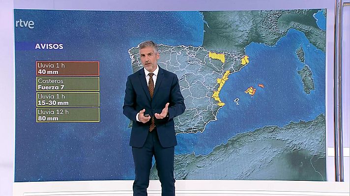 El tiempo - Probables chubascos y tormentas fuertes en el norte de Baleares, Pirineo y litorales de Girona y del entorno del cabo de la Nao