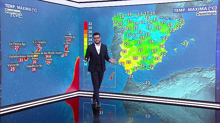 Temperaturas máximas por encima de 30-32 grados en puntos de las Canarias orientales y Tenerife