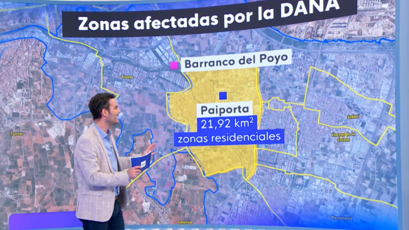 Un mapa de la DANA en Valencia muestra las zonas inundadas