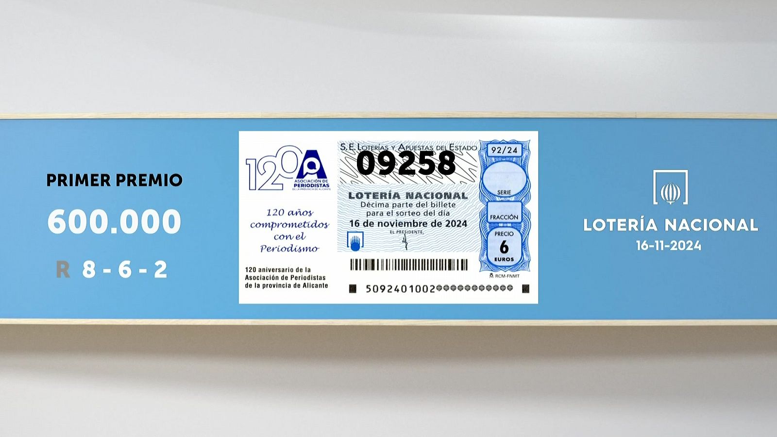 Sorteo de la Lotería Nacional del 16/11/2024 - Ver ahora