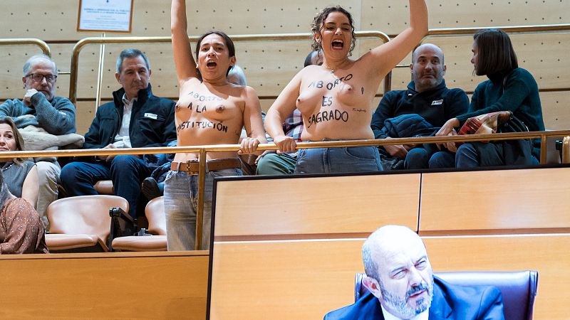 Activistas de Femen proaborto interrumpen el pleno del Senado - La tarde en 24h | Ver