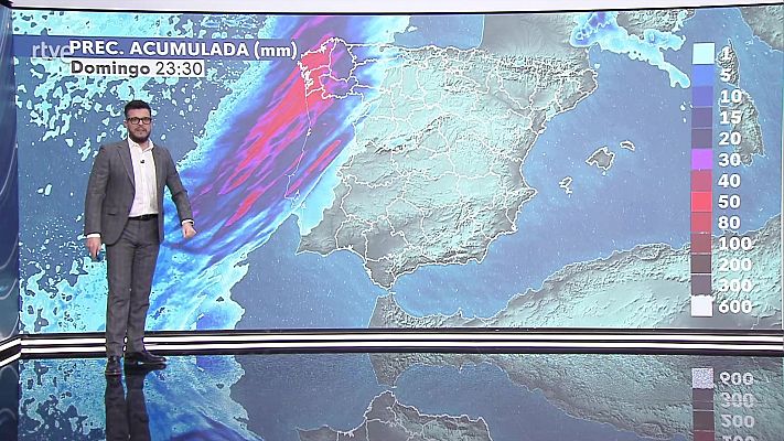 Precipitaciones fuertes y persistentes en el oeste de Galicia y de Canarias