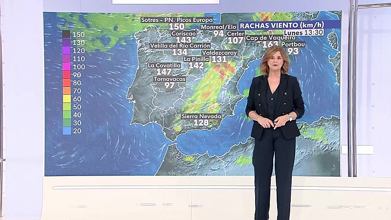 Precipitaciones persistentes y localmente fuertes al oeste del sistema Central y del Cantábrico, sur de Galicia y Pirineos - ver ahora