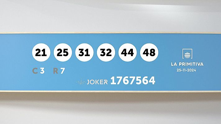 Sorteo de la Lotería Primitiva y Joker del 25/11/2024