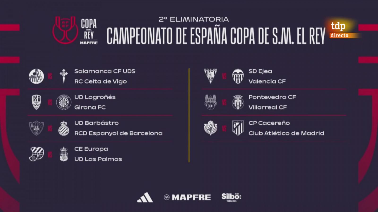 Copa del Rey: cruces y calendario en la segunda ronda