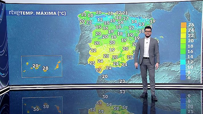 Intervalos fuertes de viento del sur así como precipitaciones con tormentas persistentes en la fachada occidental de Galicia