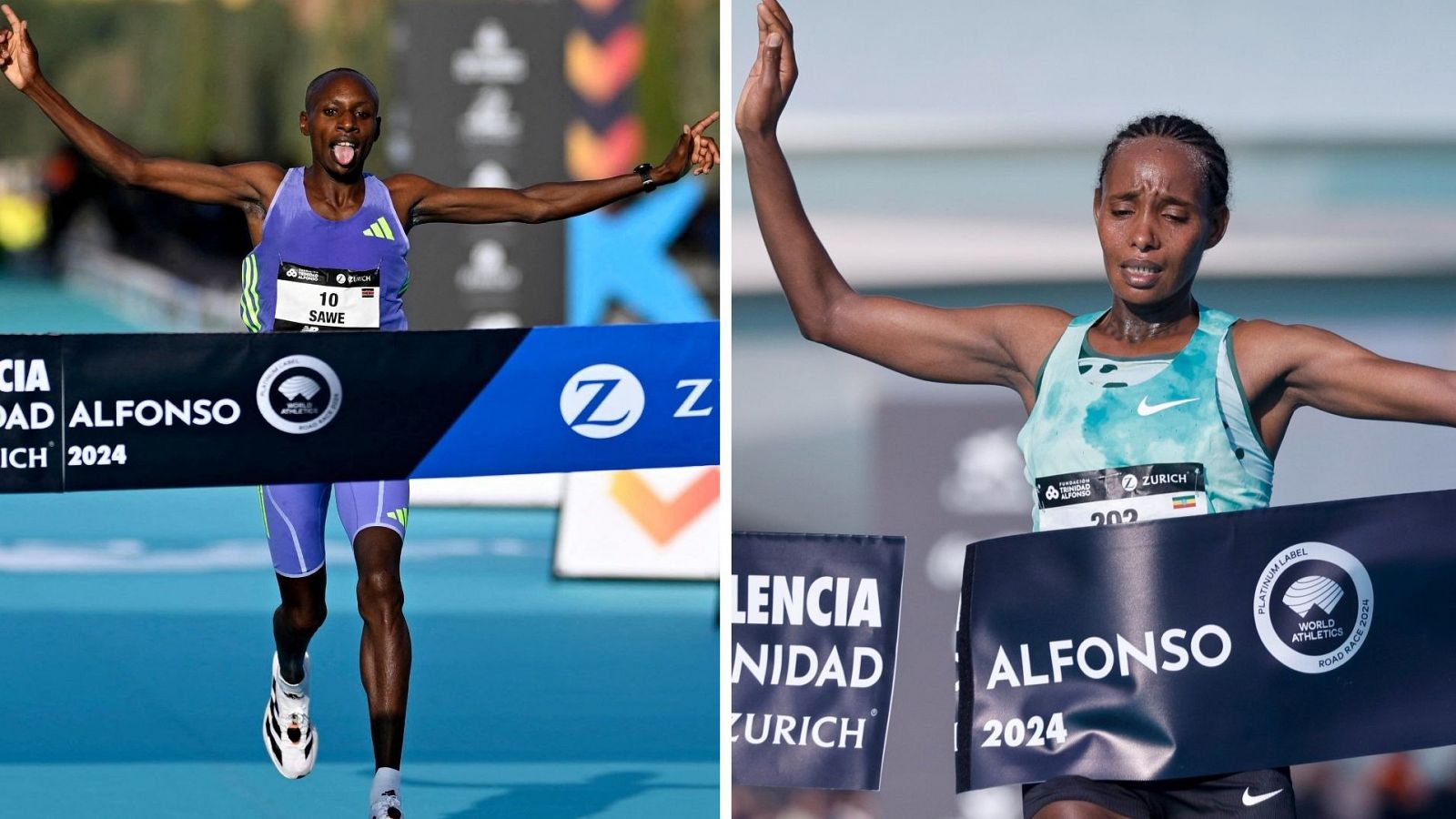 Sebastian Sawe y Megerte Alemu ganan la maratón de Valencia 2024