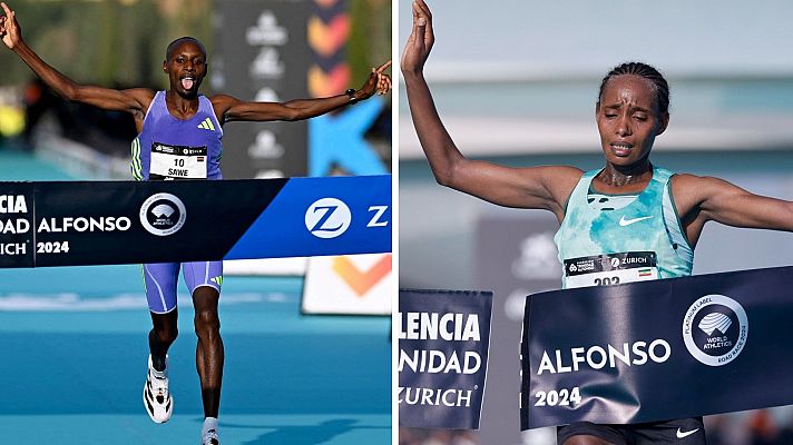 Sebastian Sawe y Megerte Alemu ganan la maratón de Valencia 2024