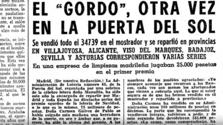 1973: el Gordo de la Lotería de Navidad fue el 34739