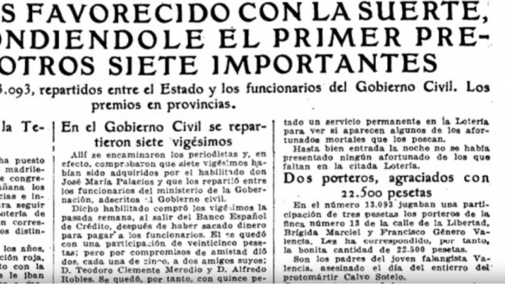 1939: el Gordo de la Lotería de Navidad fue el 13093