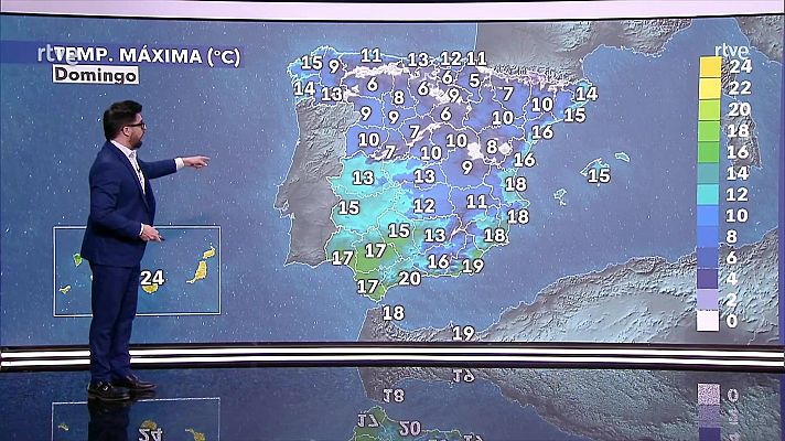 Las máximas aumentarán en la mitad sureste peninsular y Baleares, notablemente en zonas de Cataluña