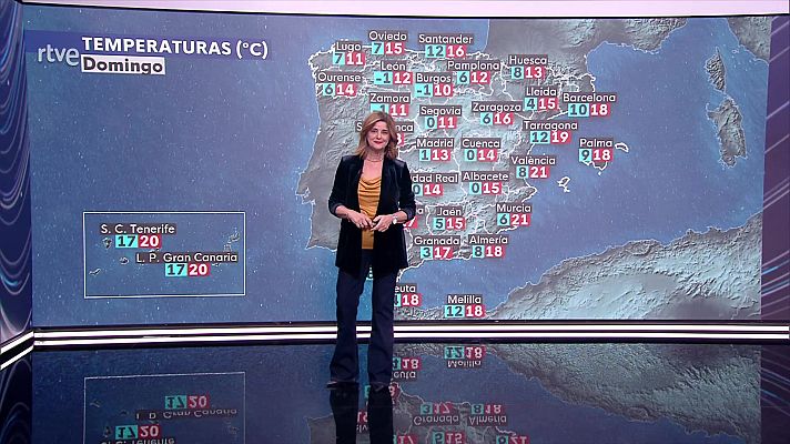 El tiempo - Chubascos localmente fuertes en el Estrecho y en Canarias. Nevadas por encima de 2000 m en Canarias