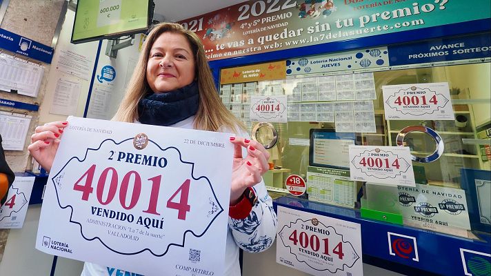 Telediario Fin de Semana - El 40.014, segundo premio de la Lotería de Navidad 2024, reparte millones principalmente en Valladolid y Chipiona