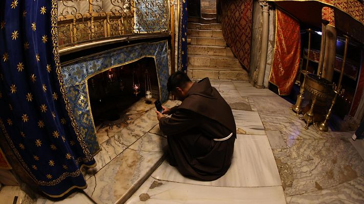 Una cueva subterránea, uno de los pocos refugios para que los cristianos palestinos puedan rezar