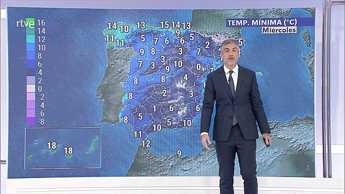 Precipitaciones con probabilidad de ser persistentes en Galicia. Nieblas en la meseta Sur y Madrid