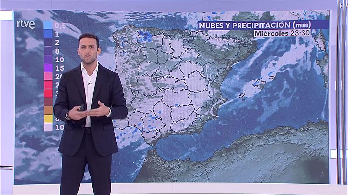 El tiempo - Precipitaciones en el cuadrante noroeste, pudiendo ser persistentes, muy fuertes y tormentosas en Galicia