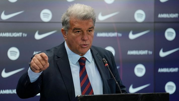 Telediario 1 - Laporta explica el 'caso Olmo' y carga contra los que quieren desestabilizar al Barça