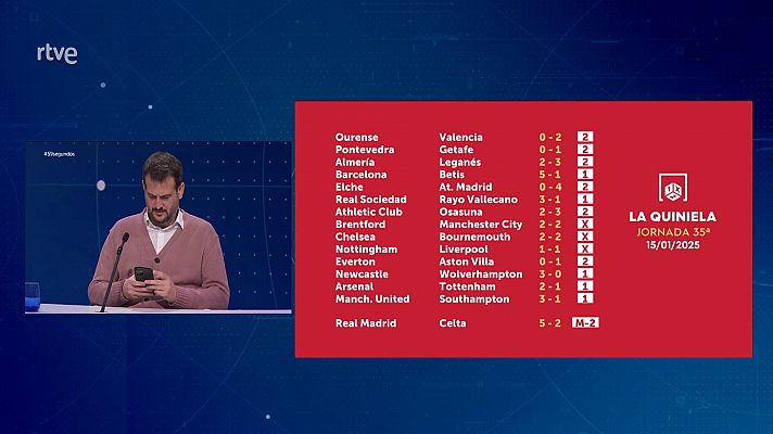 Loterías - Sorteo de la Quiniela del 17/01/2025 - Jornada 35