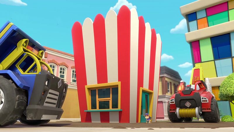 The crew builds a popcorn café