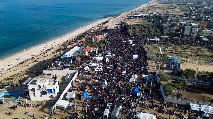 Telediario Fin de Semana - El bloqueo israelí al norte de Gaza deja una columna de miles de palestinos agolpados