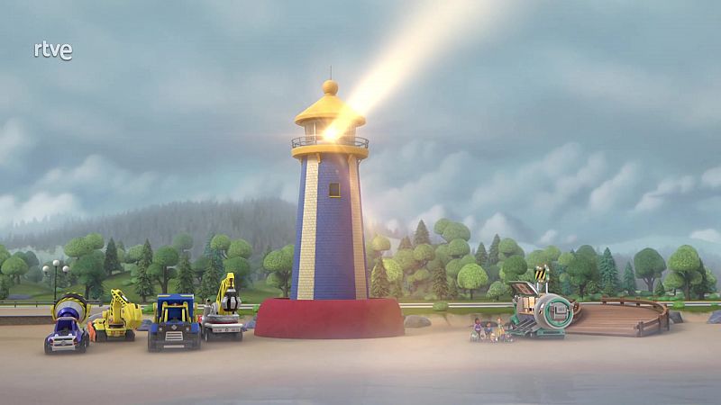 The crew builds a lighthouse