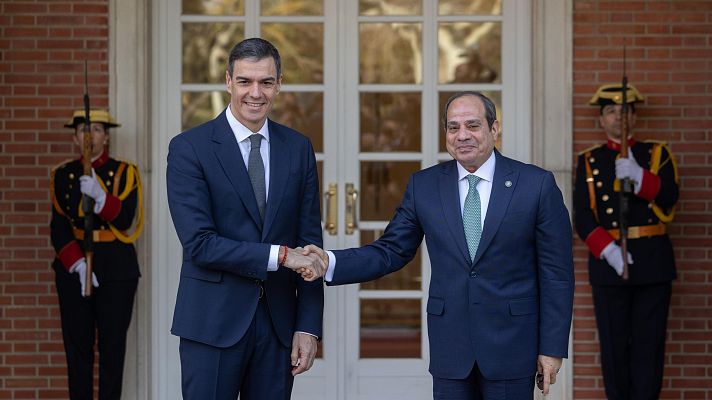 Telediario 1 - Sánchez y Al Sisi muestran su rechazo al "desplazamiento forzoso" de los gazatíes propuesto por Trump