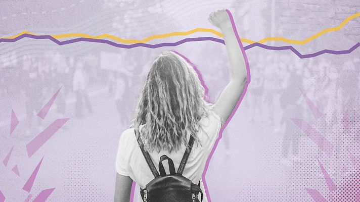 Telediario 1 - Los sondeos señalan una bajada del apoyo al feminismo entre la juventud