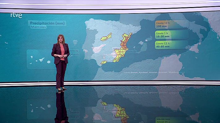 El tiempo - Las precipitaciones localmente muy fuertes en las provincias de Castellón, Valencia, Murcia y Almería