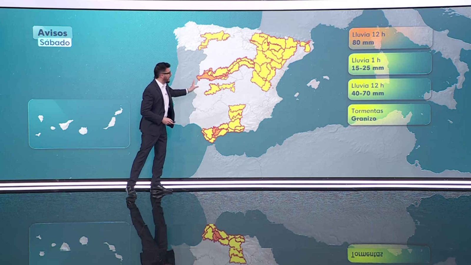 Precipitaciones fuertes y persistentes en Andalucía occidental y central, Ceuta, Pirineos, sistema Central, golfo de Cádiz y puntos de Alborán - ver ahora