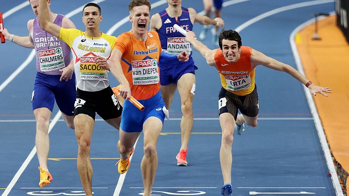 Atletismo - España, plata en el relevo 4x400 masculino del Europeo en pista cubierta de Apeldoorn 2025