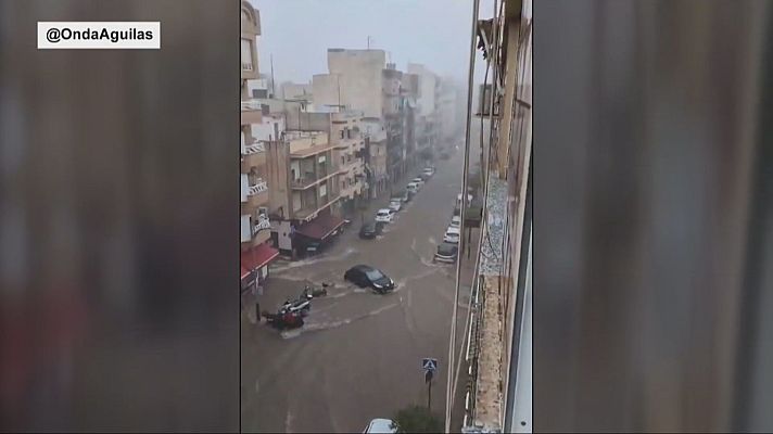 Telediario 1 - Los últimos coletazos de la borrasca Laurence dejan una jornada complicada en Murcia