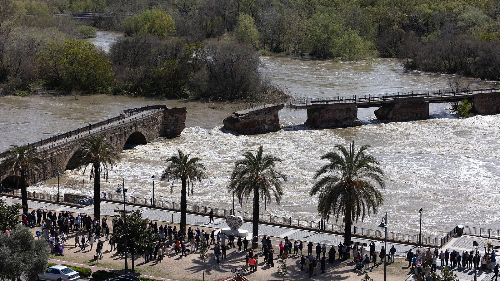 El puente romano de Talavera de la Reina colapsa ante la crecida del Tajo