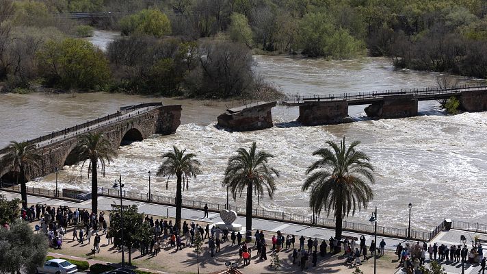 El puente romano de Talavera de la Reina colapsa ante la crecida del Tajo