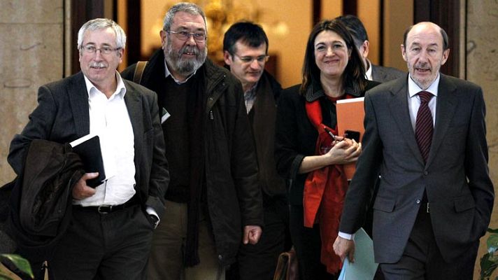 Telediario 1 - Reunión entre CC.OO., UGT y PSOE