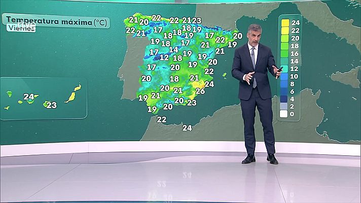 El tiempo - Probabilidad de precipitaciones fuertes en el oeste y cumbres de las islas occidentales de Canarias
