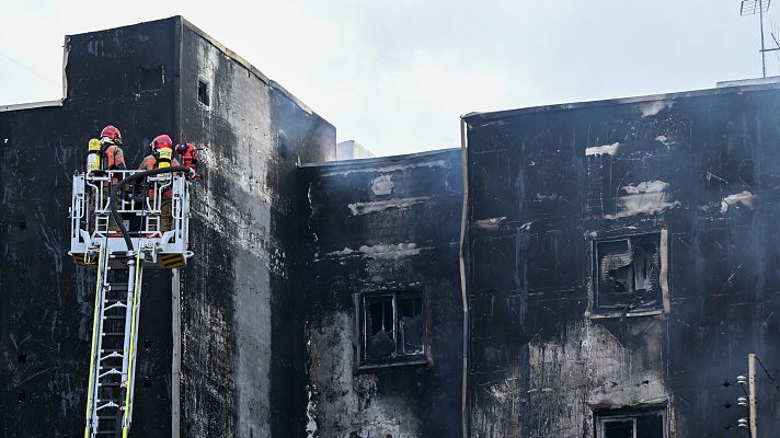 Telediario 1 - El incendio en Castellón de la Plana pudo haberse propagado por el aislante de la fachada del edificio