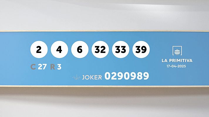 Sorteo de la Lotería Primitiva y Joker del 17/04/2025