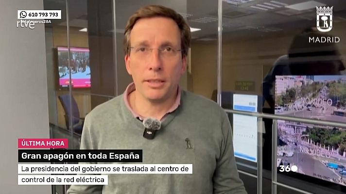 Apagón España: Martínez-Almeida: "Solicito a todos los madrileños evitar los desplazamientos"