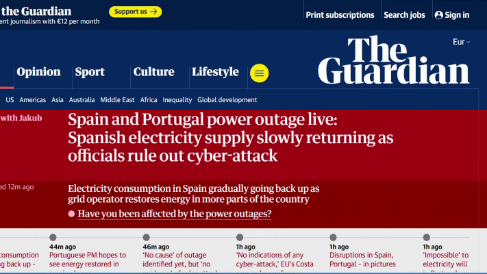 El apagón eléctrico masivo de España en la prensa internacional