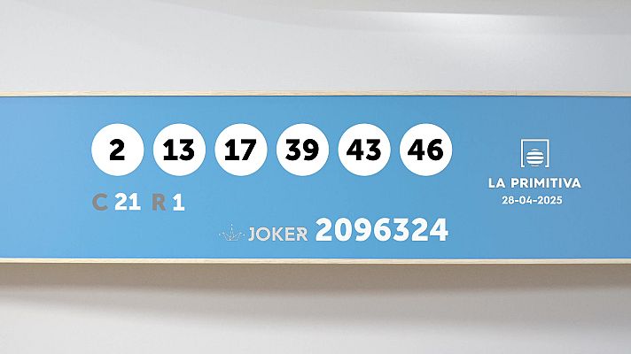 SELAE - Sorteo de la Lotería Primitiva y Joker del 28/04/2025