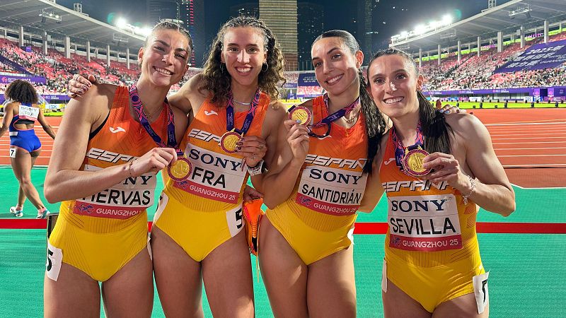 El 4x400 femenino de Espaa, campen del mundo de relevos - Atletismo | Ver