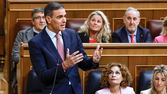 Telediario 1 - Sánchez y Feijóo se enzarzan en una sesión de control marcada por la filtración de los mensajes con Ábalos