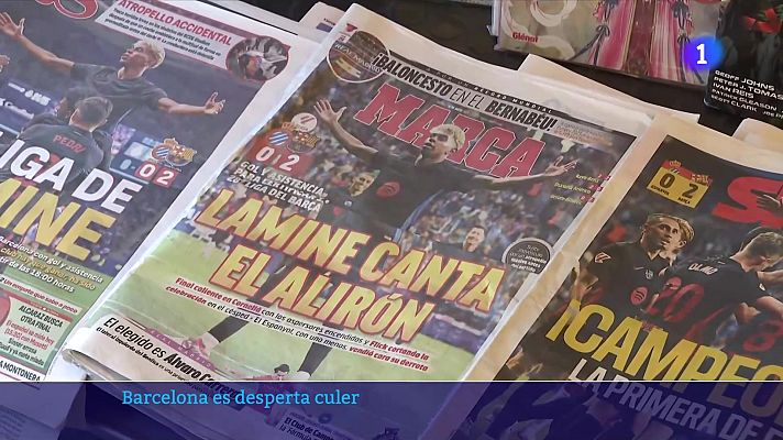 L'Informatiu - Barcelona es desperta culer: l'afició es rendeix a Flick i a Lamine