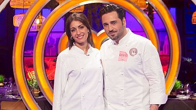 Hiba Abouk y David Bustamante en MasterChef 13