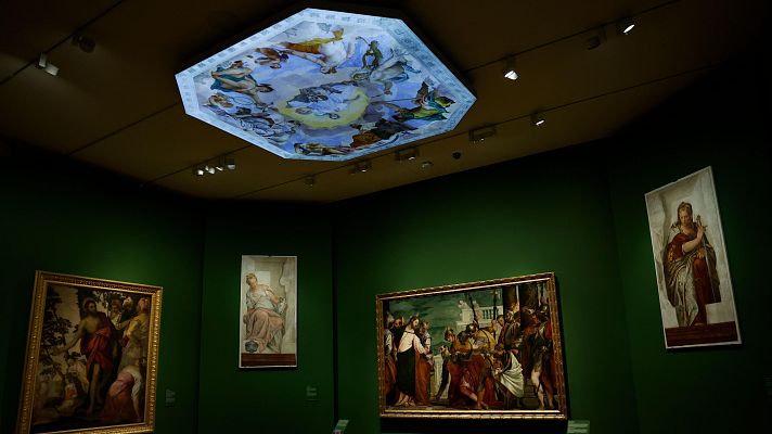 Telediario 1 - Decenas de personas visitan El Prado para apreciar el reencuentro de Los Saturnos de Goya y Rubens