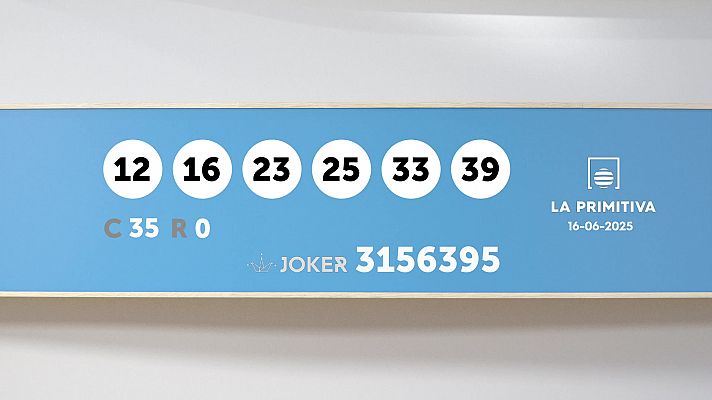 Sorteo de la Lotería Primitiva y Joker del 16/06/2025