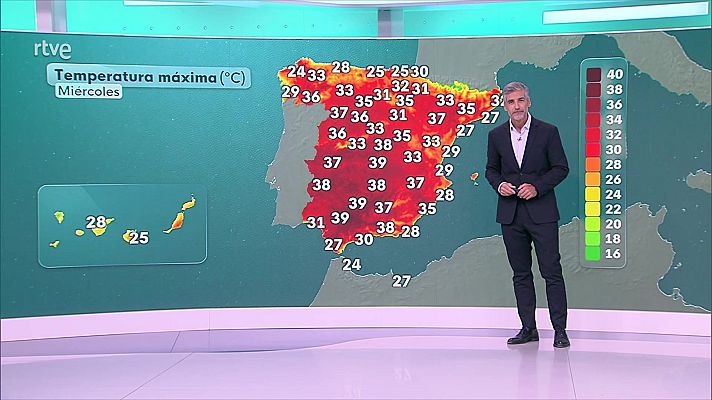 El tiempo - Temperaturas máximas significativamente elevadas en la mayor parte de la vertiente atlántica, bajo Segura y depresiones del nordeste