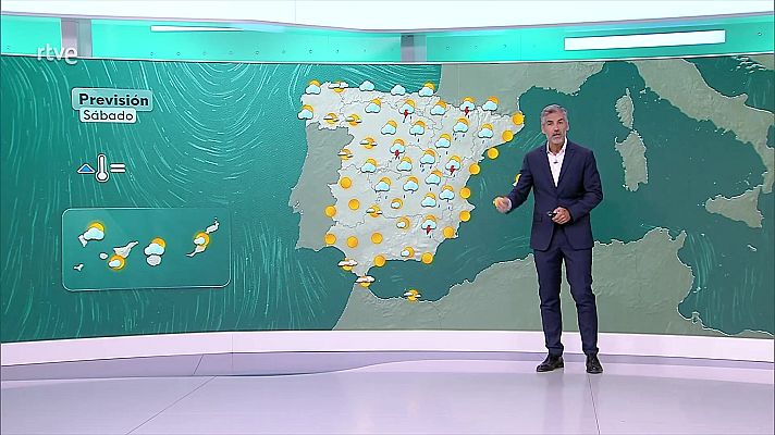El tiempo - Posibles tormentas y chubascos localmente fuertes en interiores del tercio este y en el extremo norte peninsular